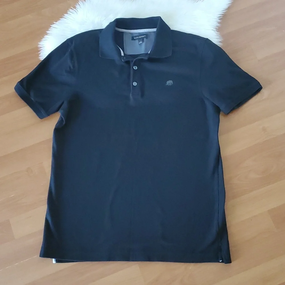 Banana Republic mens black short sleeve polo shirt Large